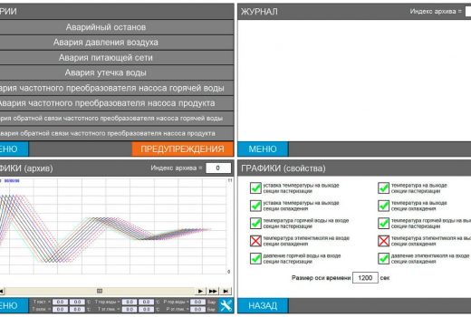 Пульт управления модульной пастеризационно-охладительной установкой для кваса
