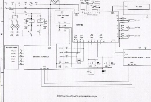 Схема электрическая принципиальная шкакфа управления дозатором воды.