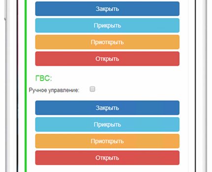Пример окна ручного упрвления системы локального управления и мониторинга