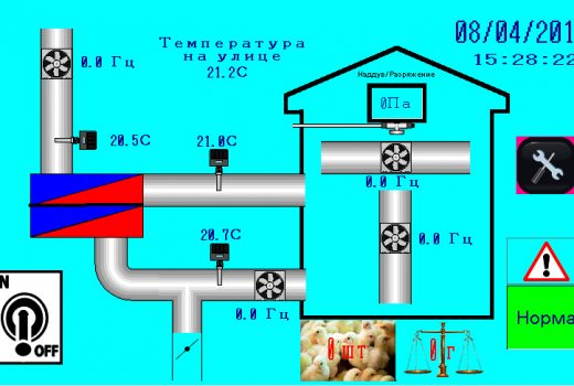 Система автоматизированного управления рекуперационными приточно-вытяжными установками бройлерных цехов