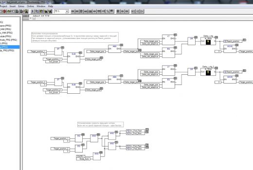 Codesys - блок PRG позиционирования (фрагмент)