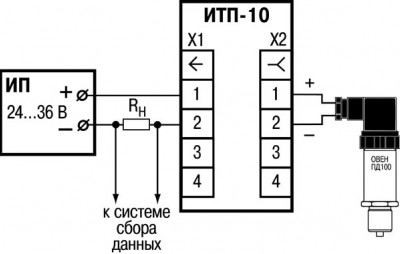Схема подключения преобразователя аналоговых сигналов ИТП-10