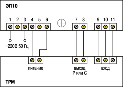 Схема подключения ЭП10 к терморегулятору